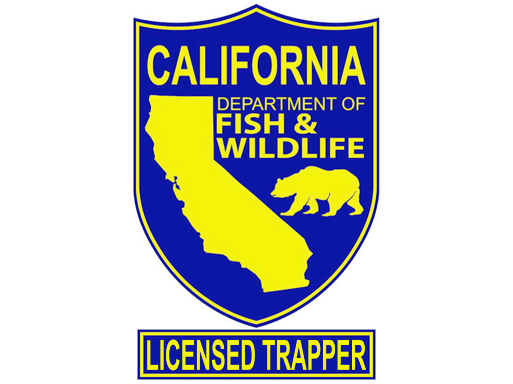 Licensed for Animal Trapping by the CDFW CDFW Licensed Trapper